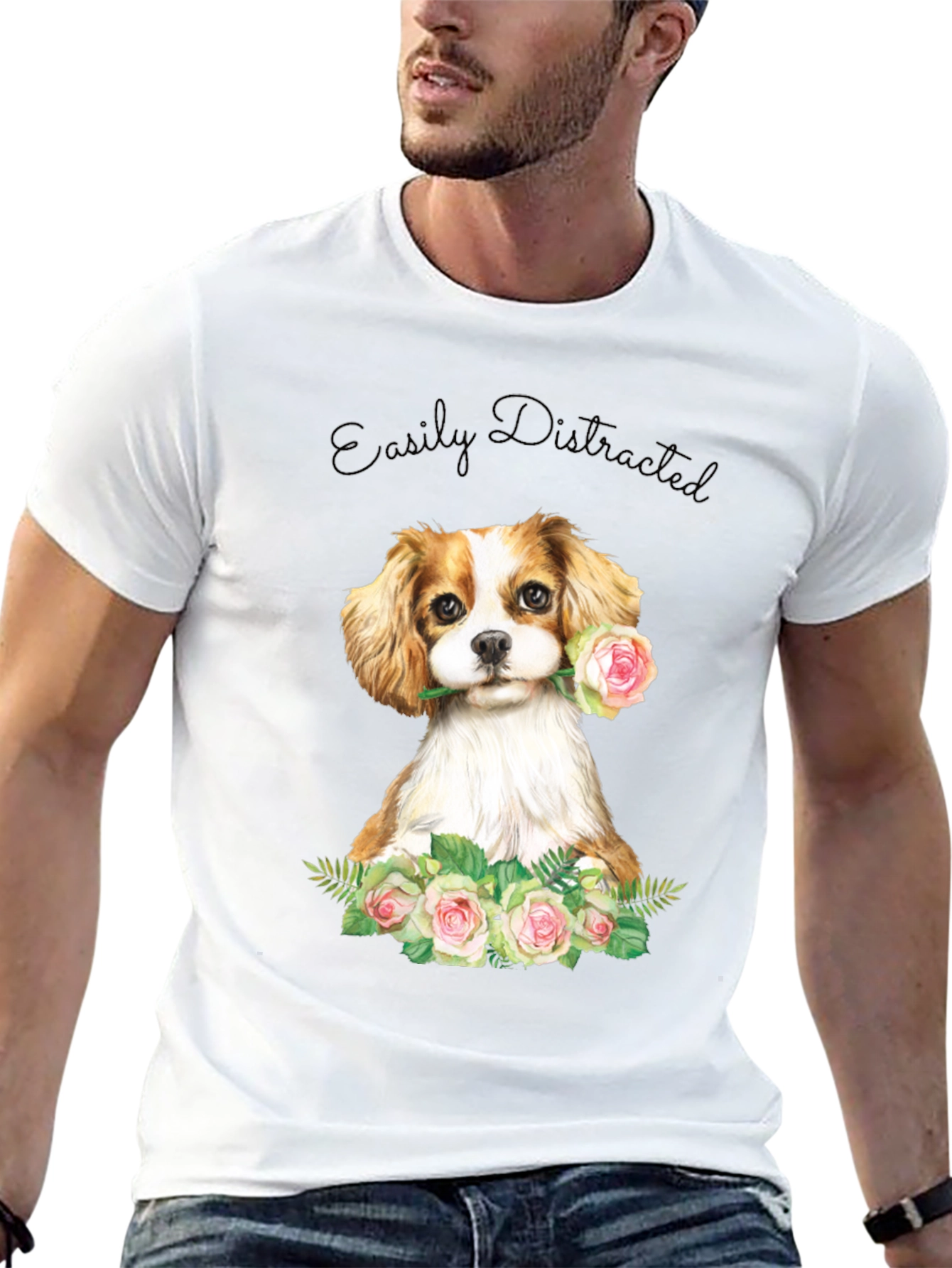 Easily Distracted Dog & Rose T-Shirt
