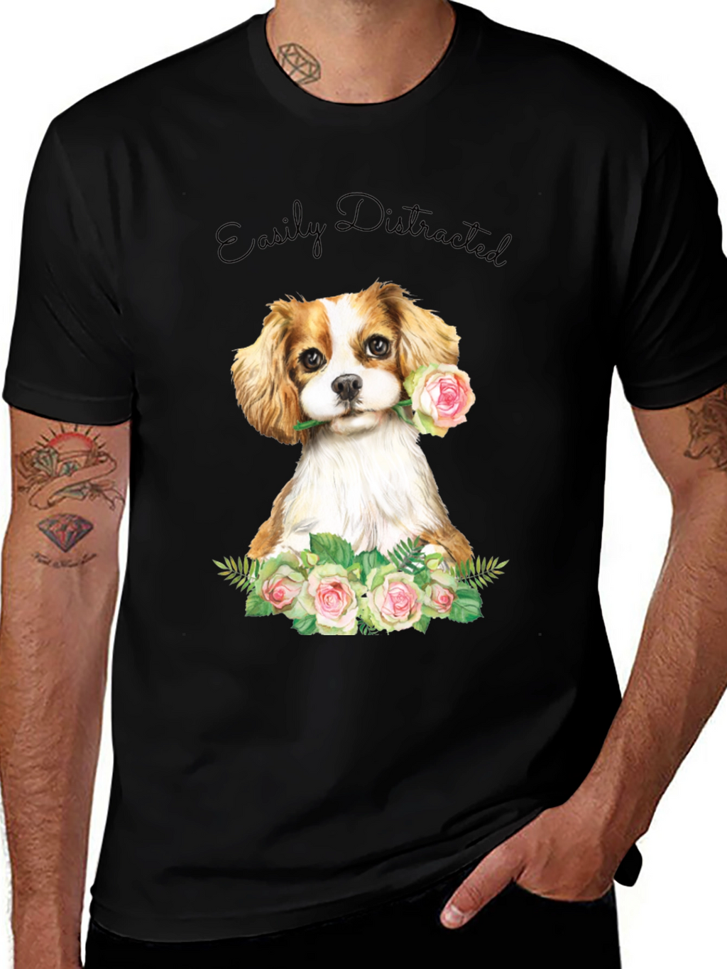 Easily Distracted Dog & Rose T-Shirt
