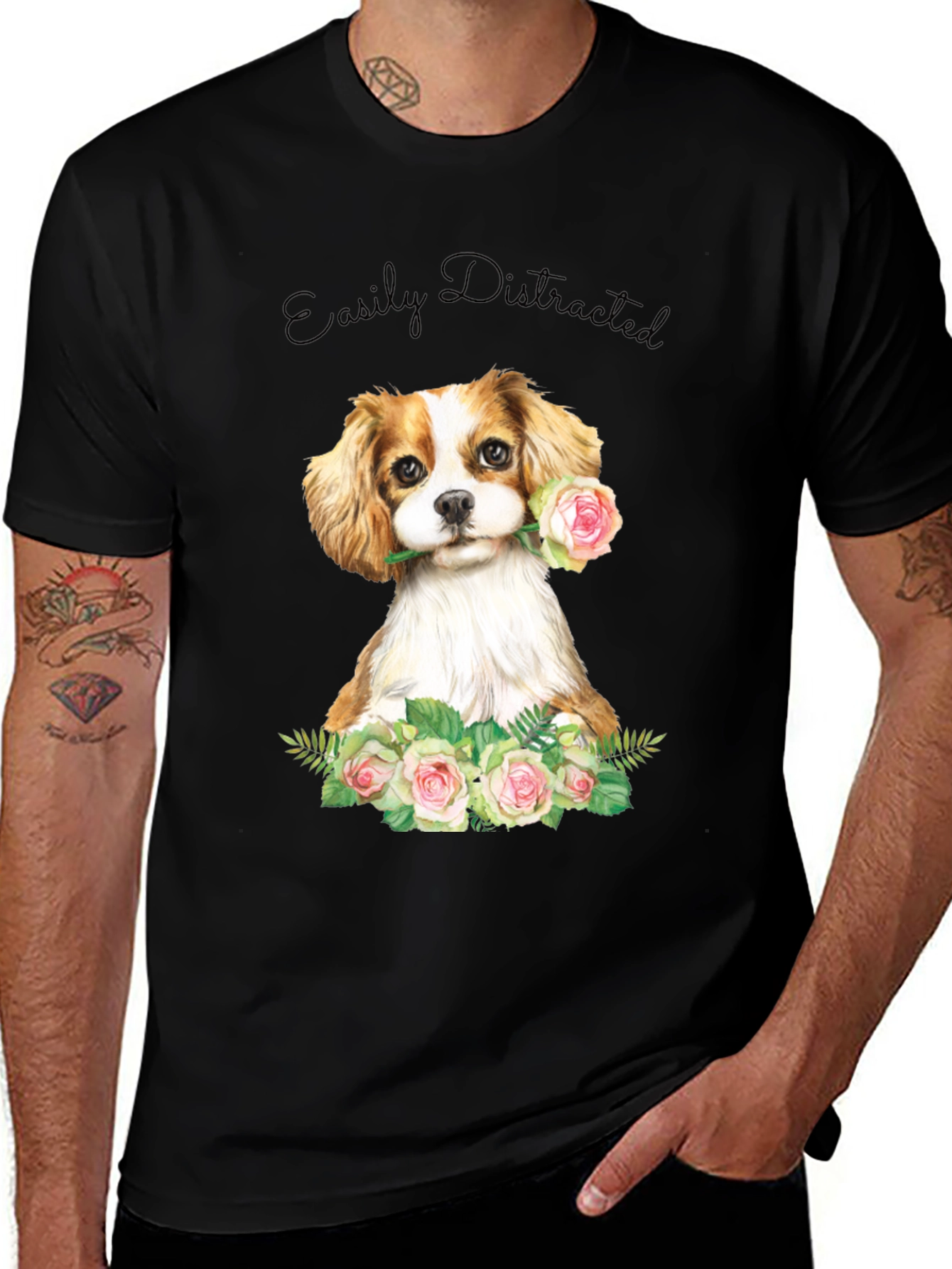 Easily Distracted Dog & Rose T-Shirt