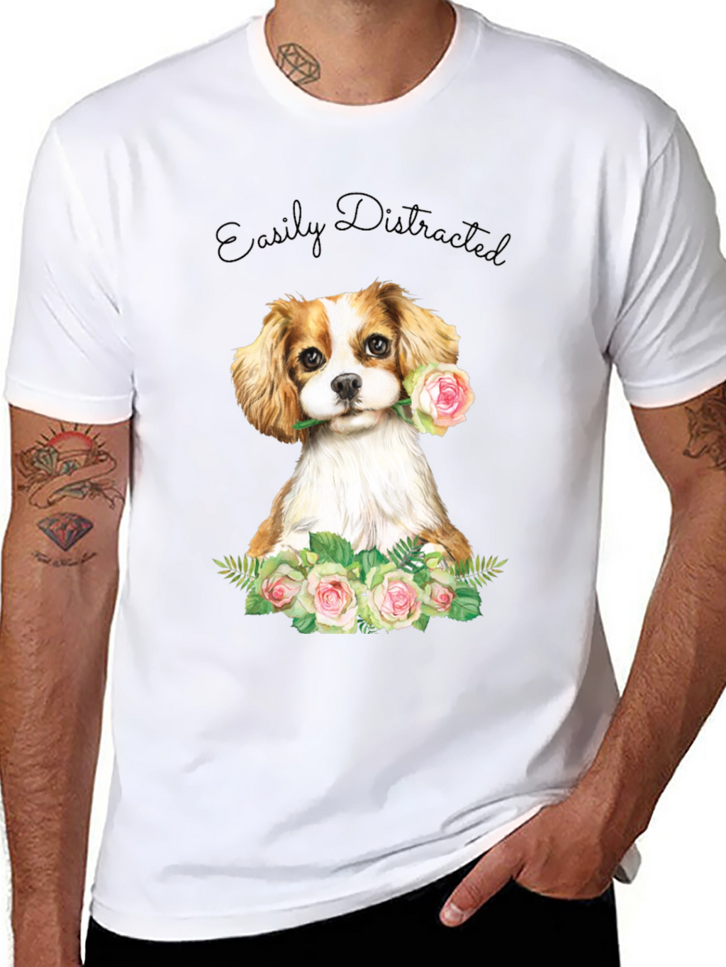 Easily Distracted Dog & Rose T-Shirt