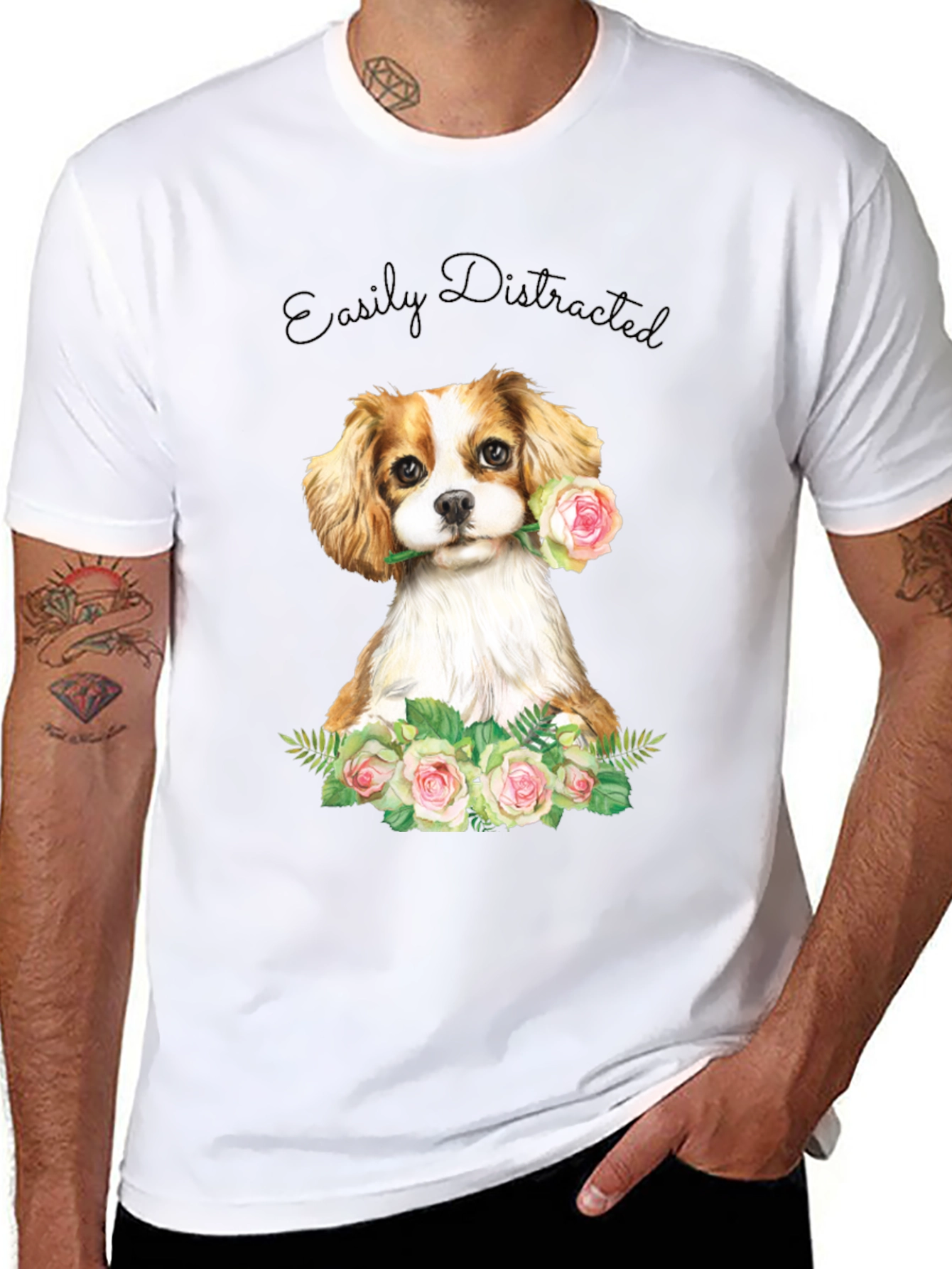 Easily Distracted Dog & Rose T-Shirt