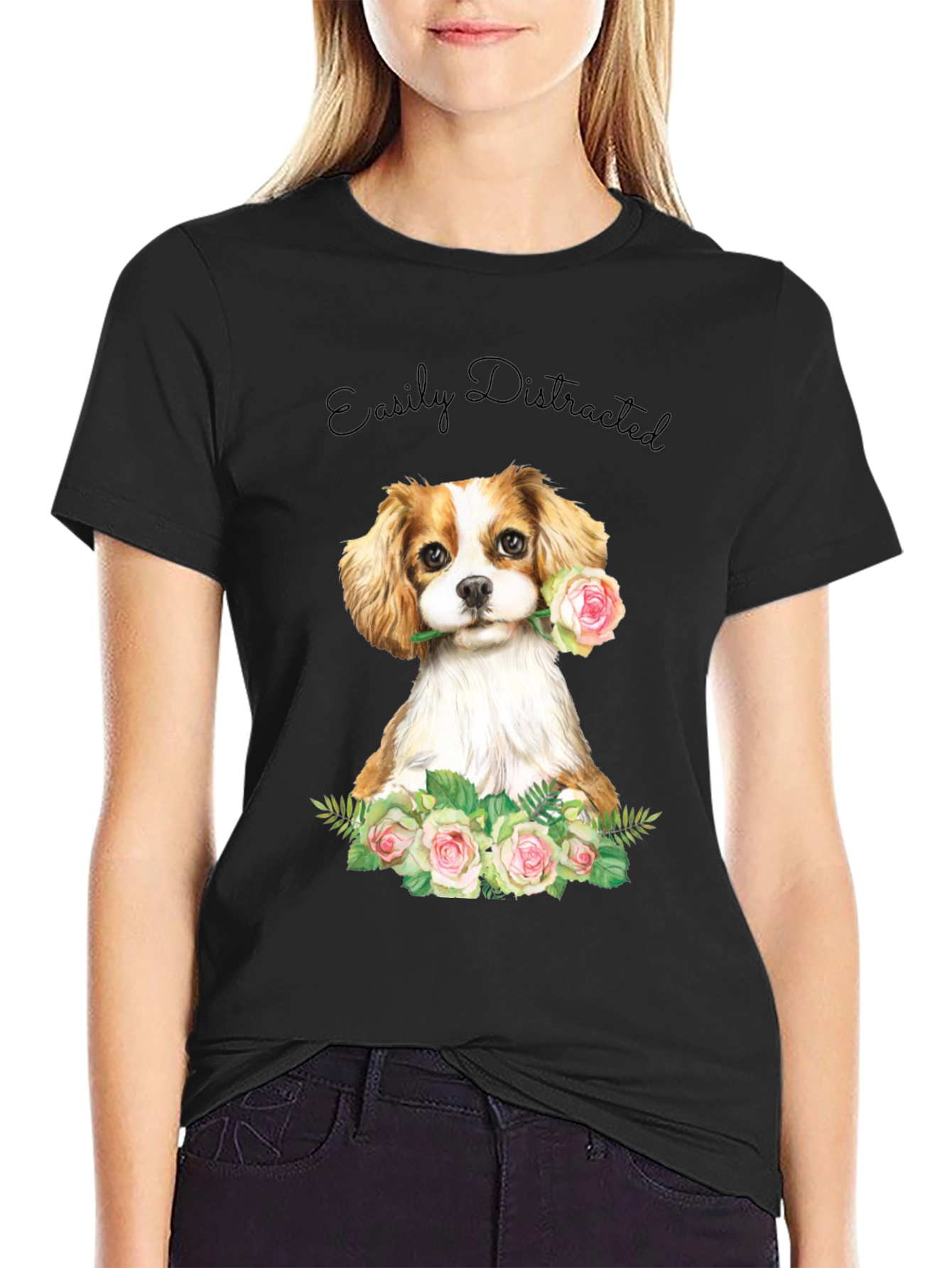 Easily Distracted Dog & Rose T-Shirt