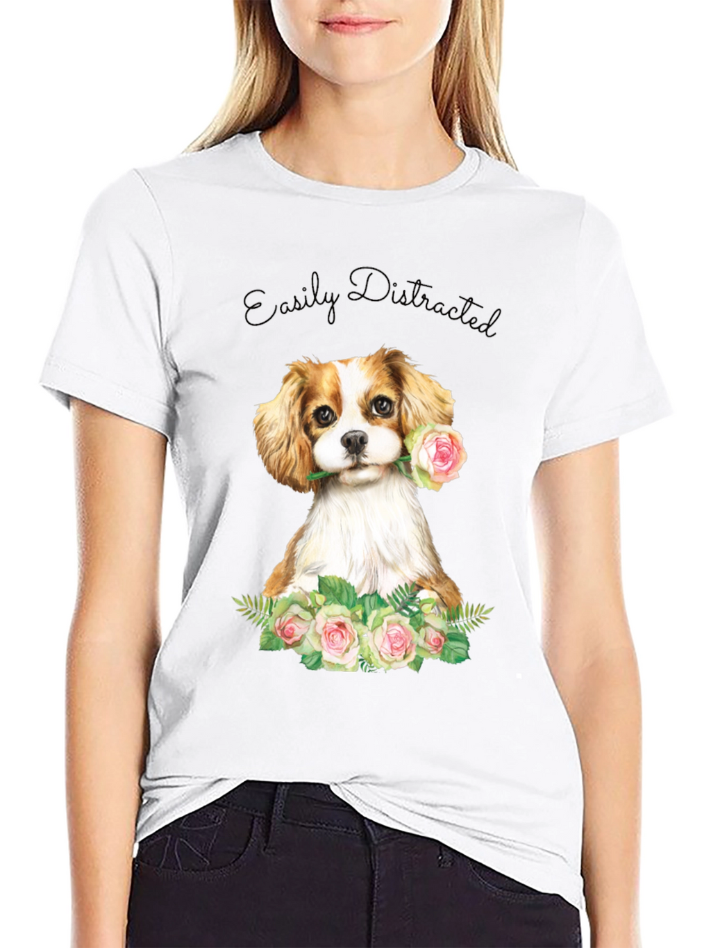 Easily Distracted Dog & Rose T-Shirt