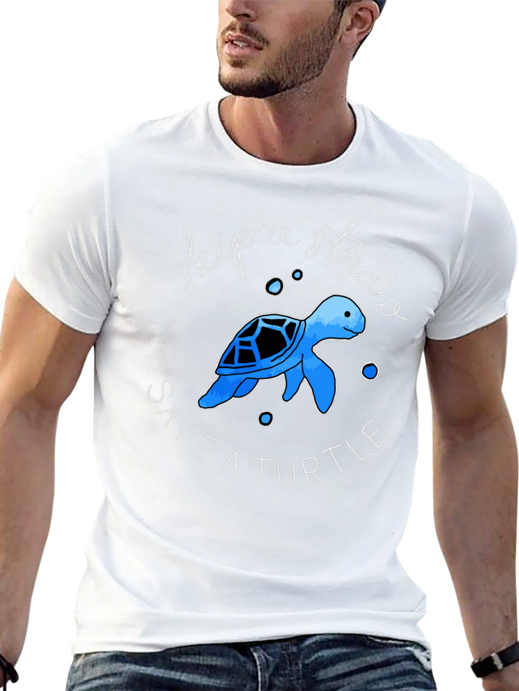 Skip a Straw Save a Turtle Black Graphic Tee