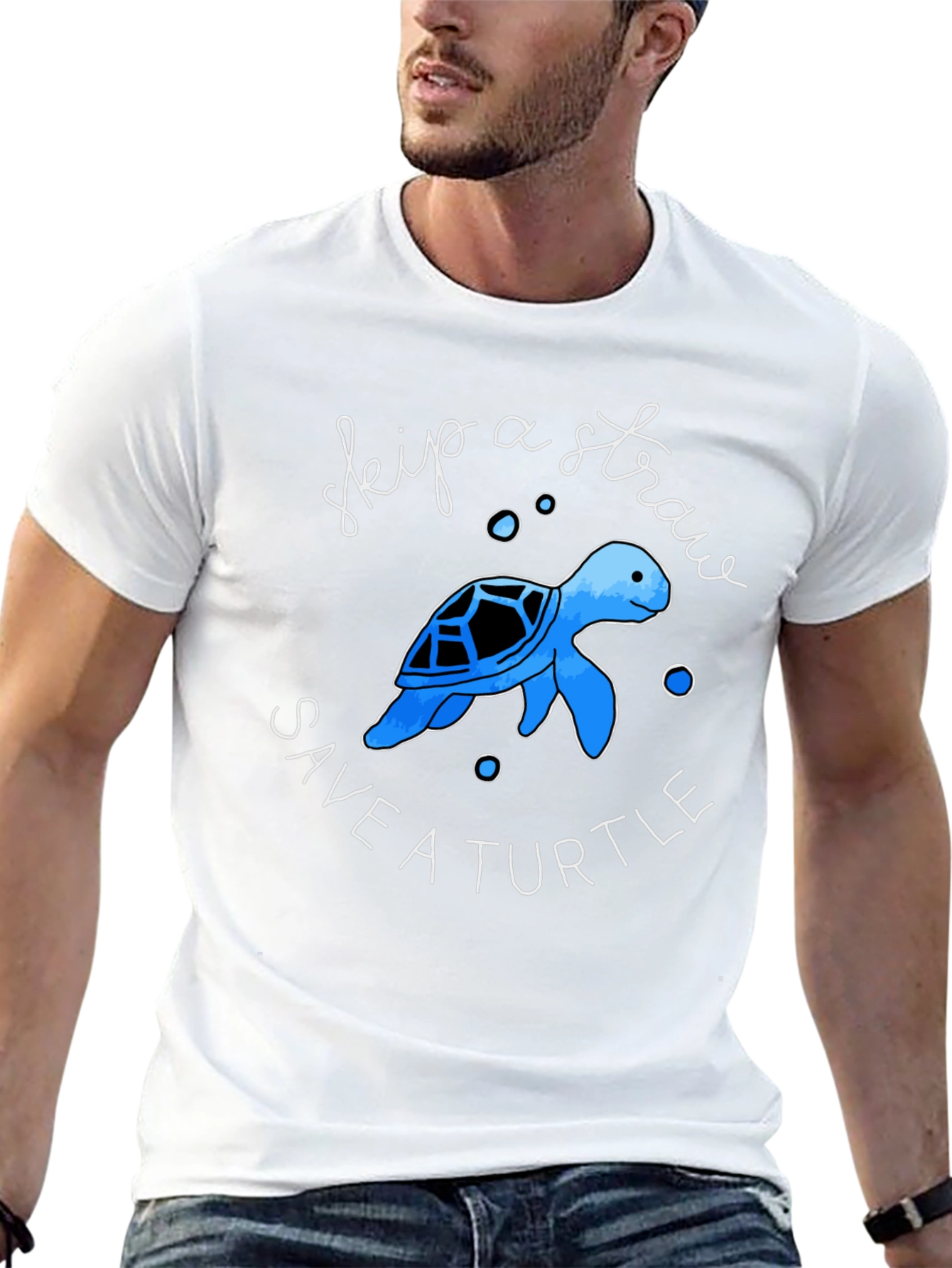 Skip a Straw Save a Turtle Black Graphic Tee