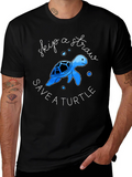 Skip a Straw Save a Turtle Black Graphic Tee