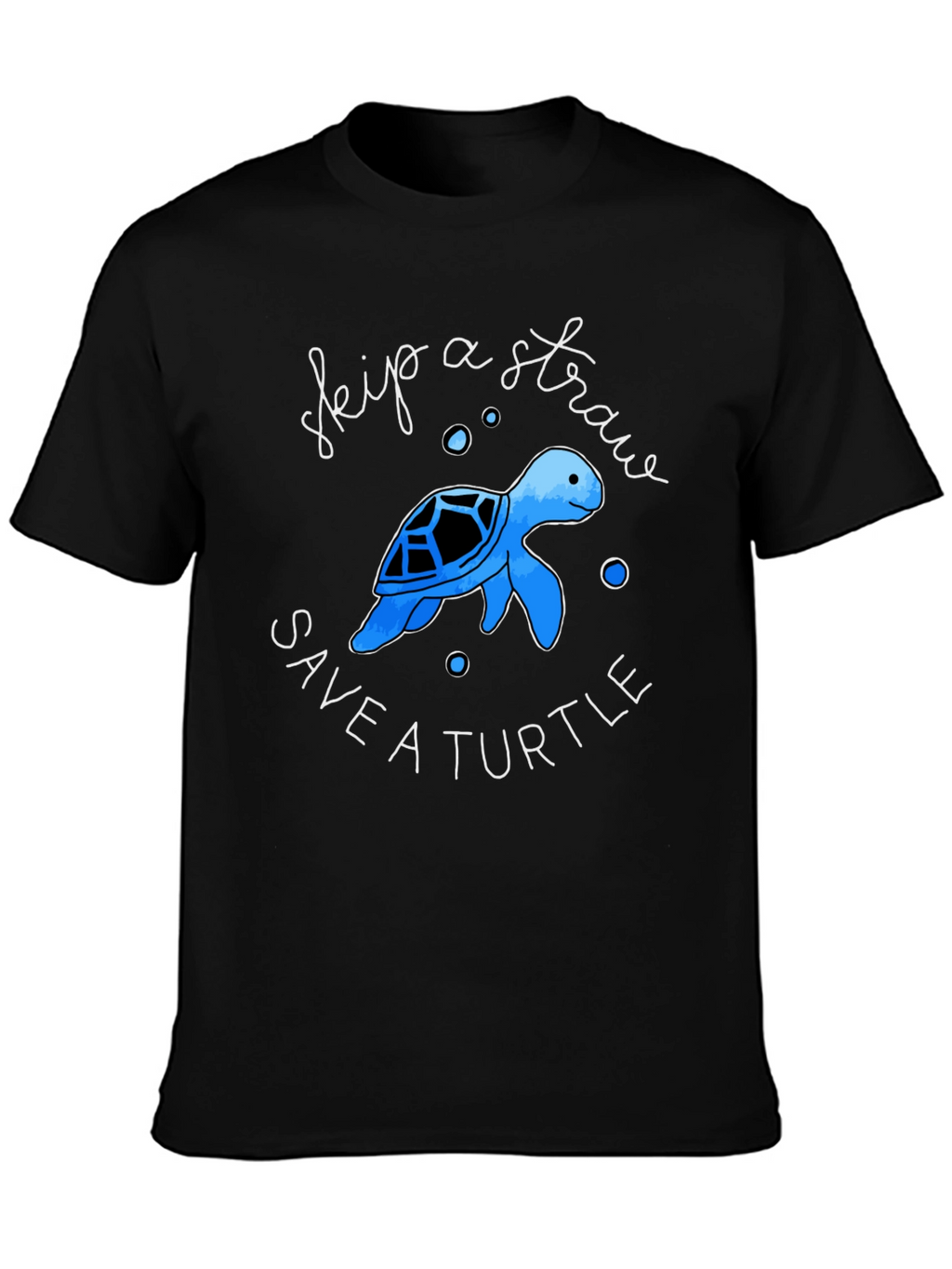Skip a Straw Save a Turtle Black Graphic Tee