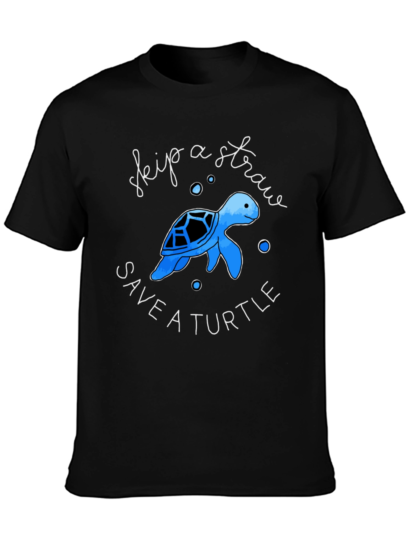 Skip a Straw Save a Turtle Black Graphic Tee