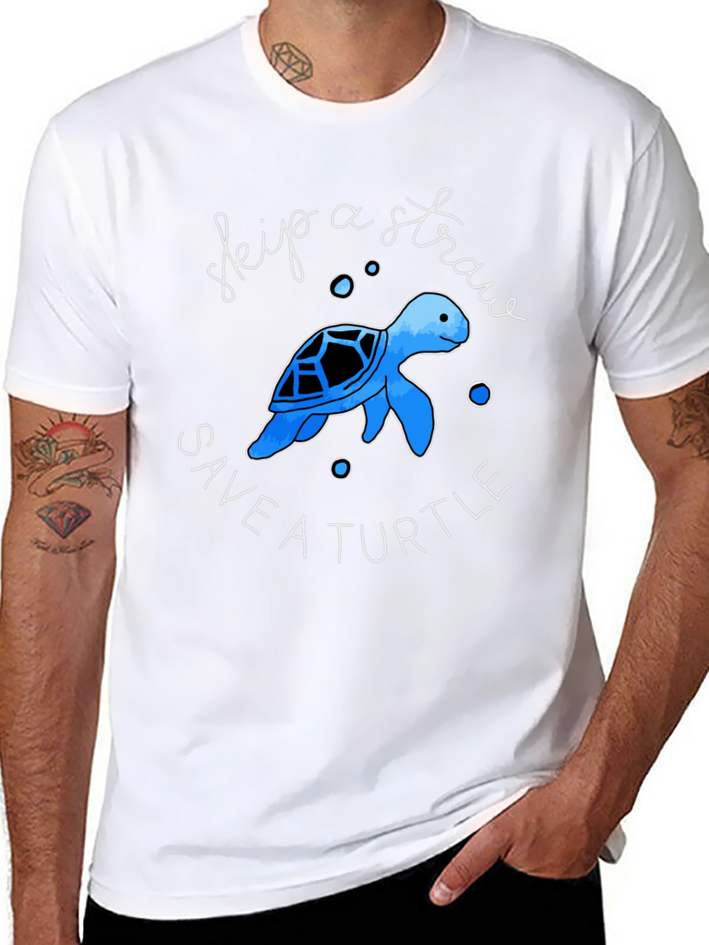 Skip a Straw Save a Turtle Black Graphic Tee