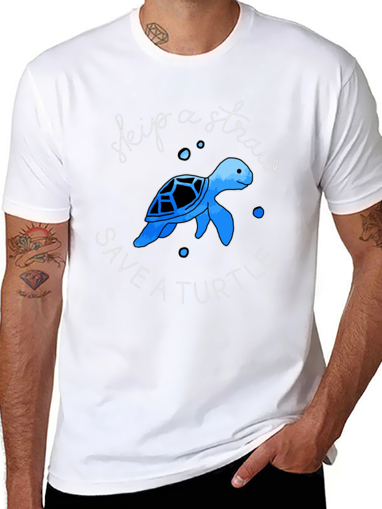 Skip a Straw Save a Turtle Black Graphic Tee