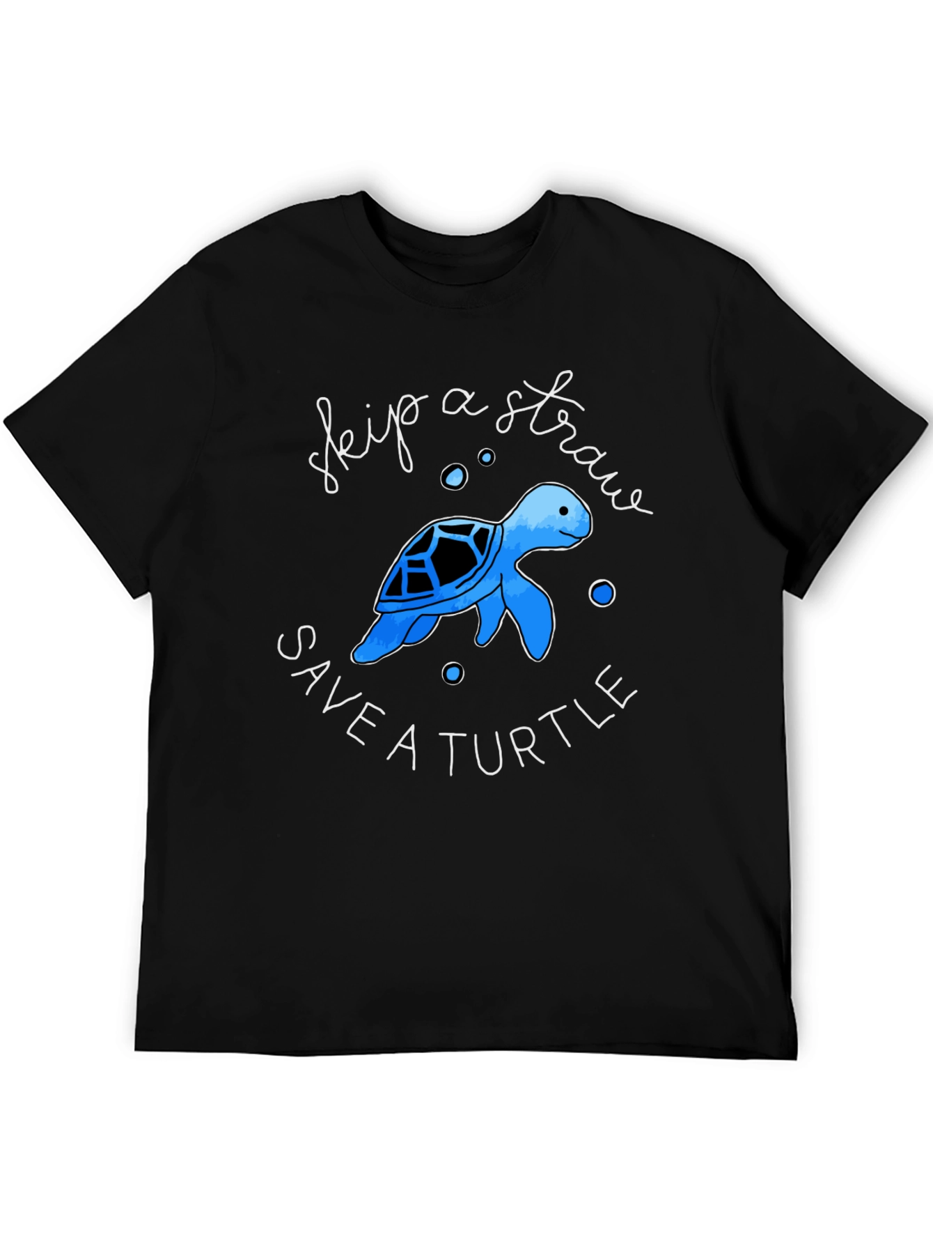 Skip a Straw Save a Turtle Black Graphic Tee
