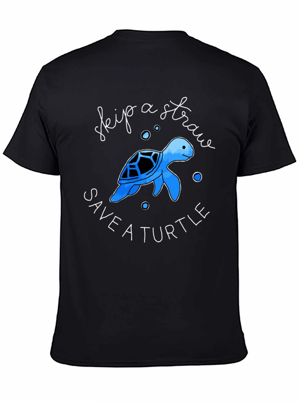 Skip a Straw Save a Turtle Black Graphic Tee