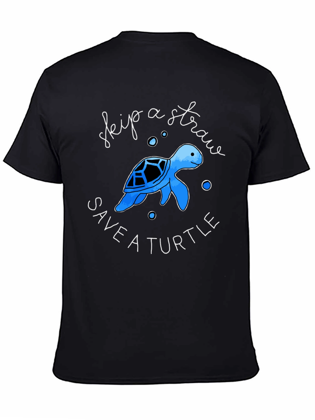 Skip a Straw Save a Turtle Black Graphic Tee