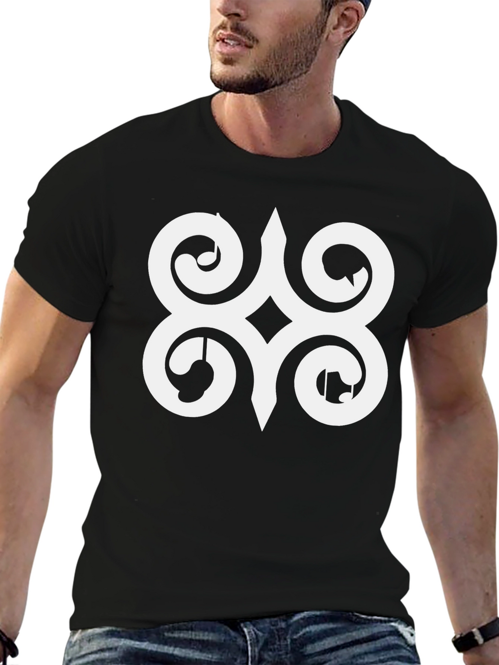 Adinkra Symbol Graphic T-Shirt - Black