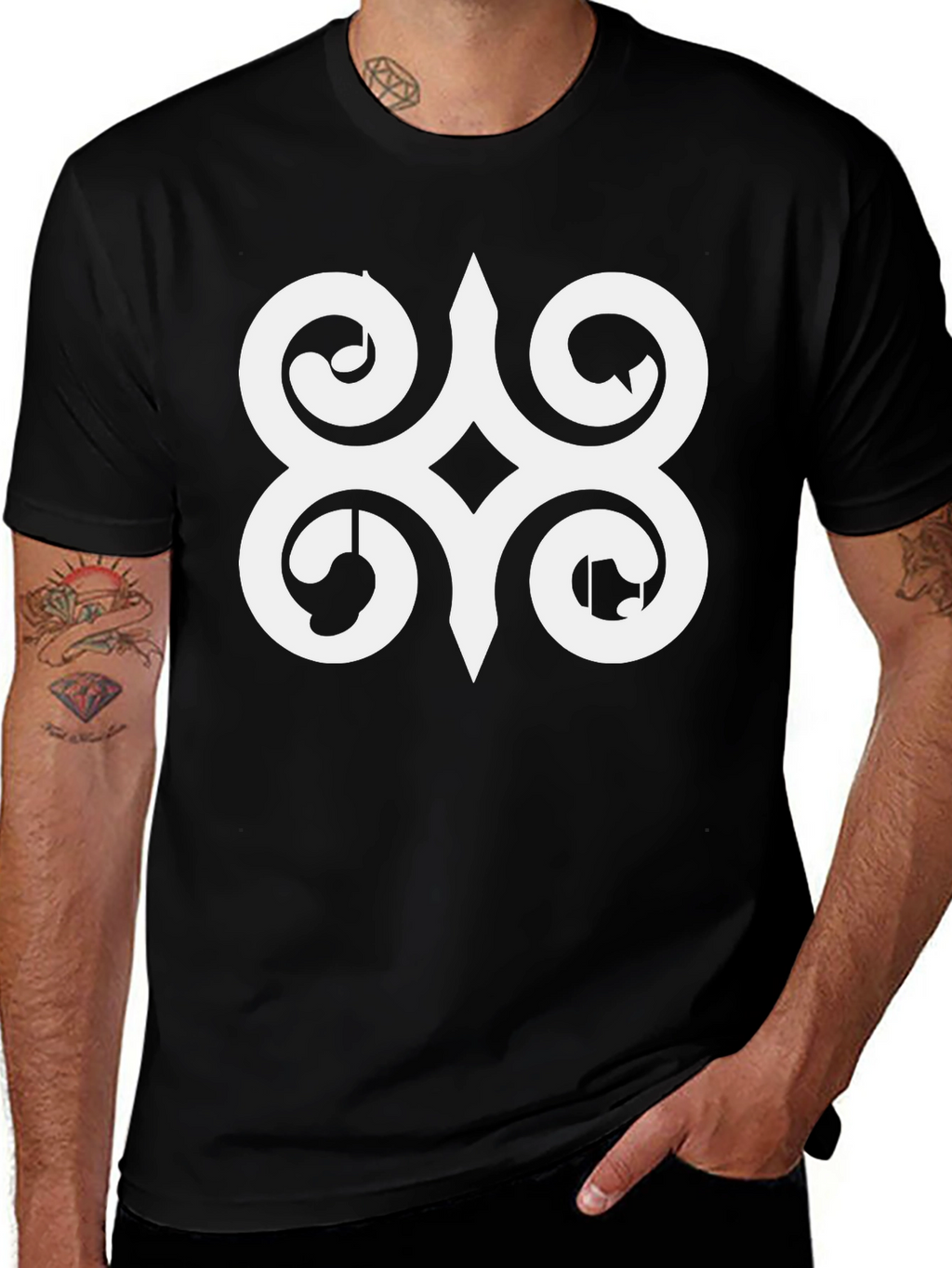 Adinkra Symbol Graphic T-Shirt - Black