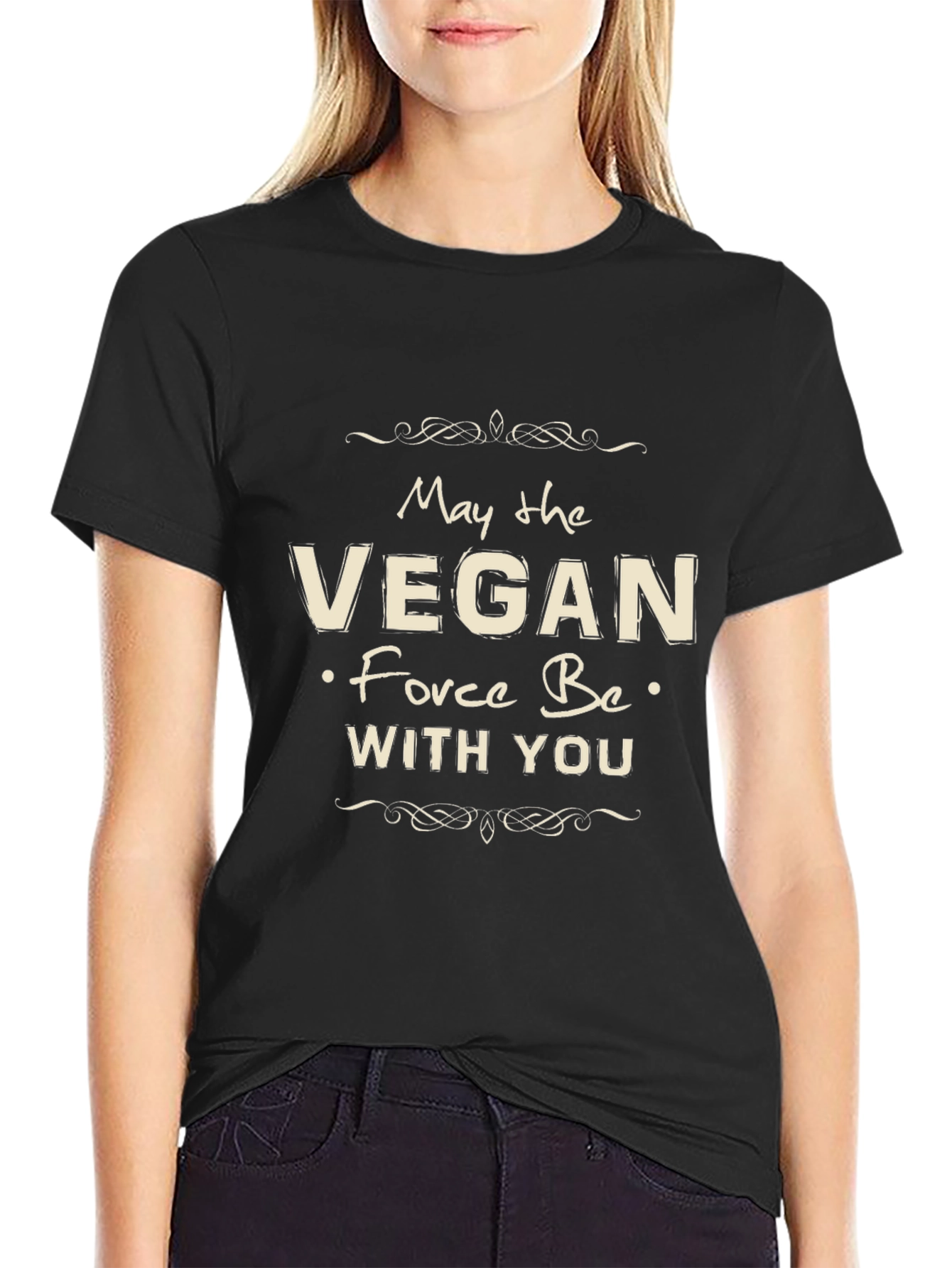 Vegan Force Be With You Black T-Shirt