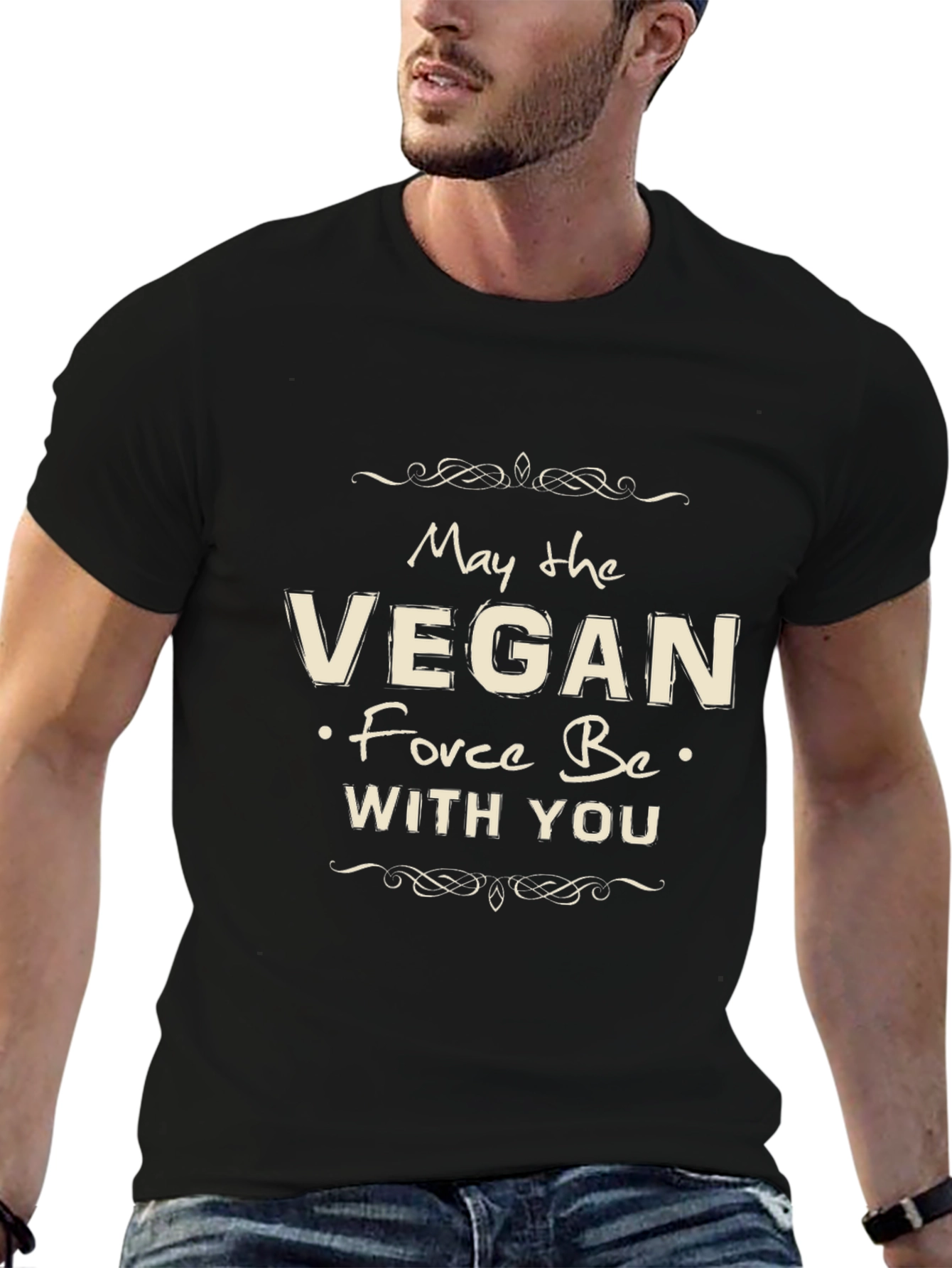 Vegan Force Be With You Black T-Shirt
