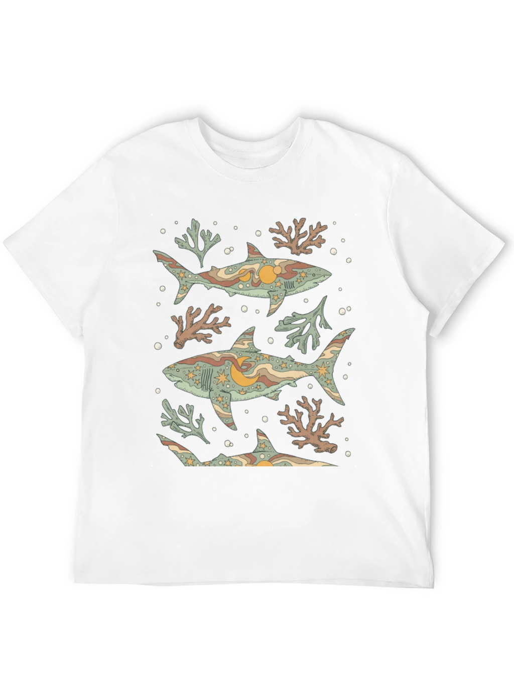 Shark Print Graphic Tee - Black