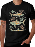 Shark Print Graphic Tee - Black