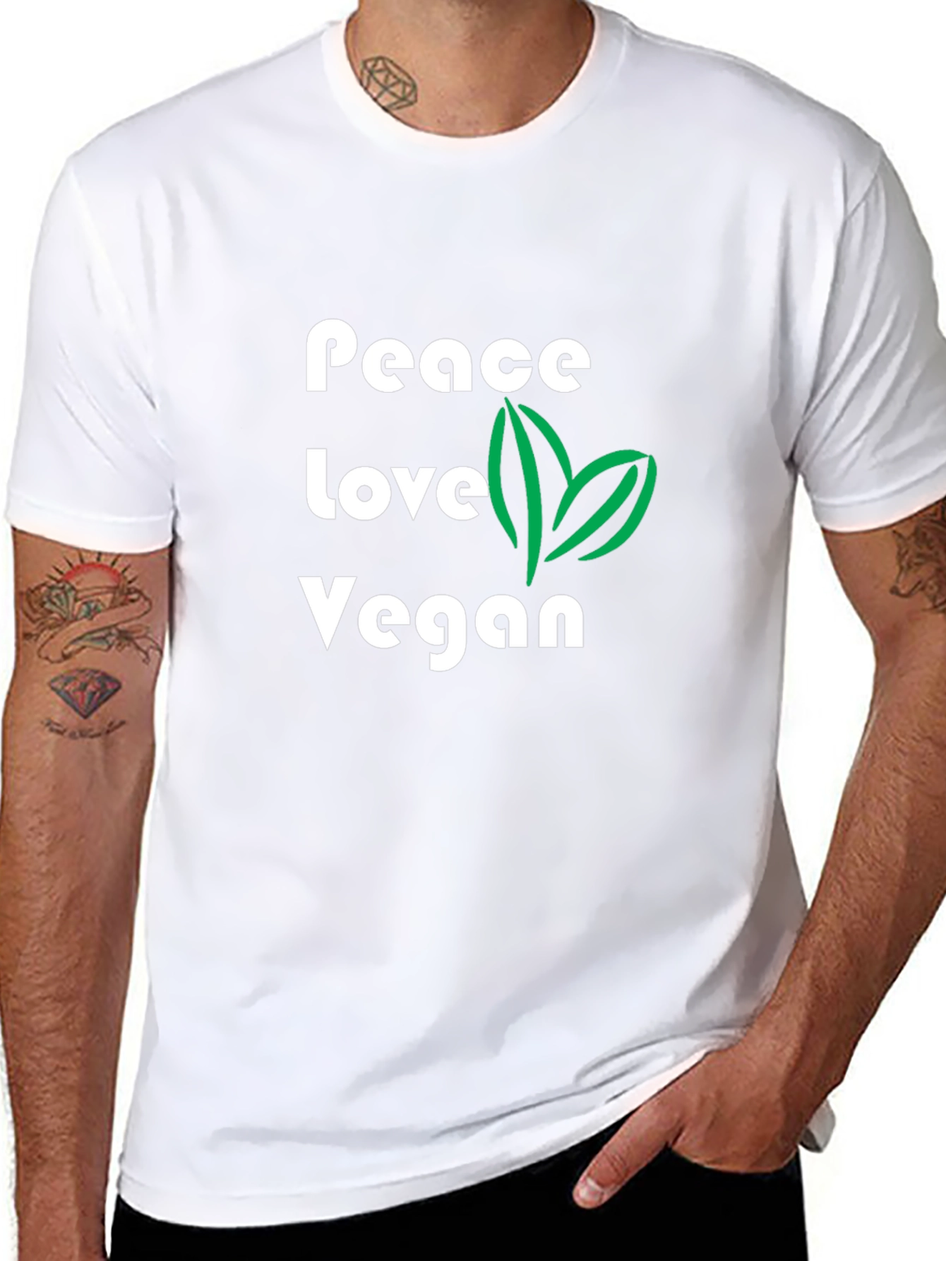 Peace Love Vegan Graphic T-Shirt - Black