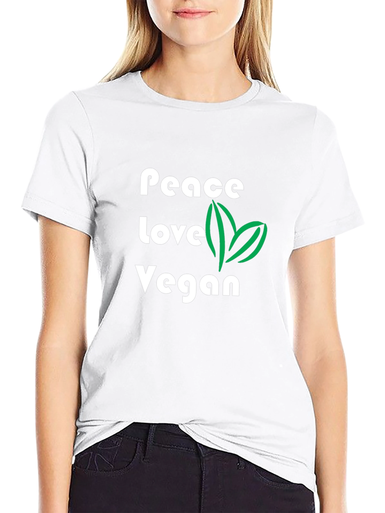 Peace Love Vegan Graphic T-Shirt - Black