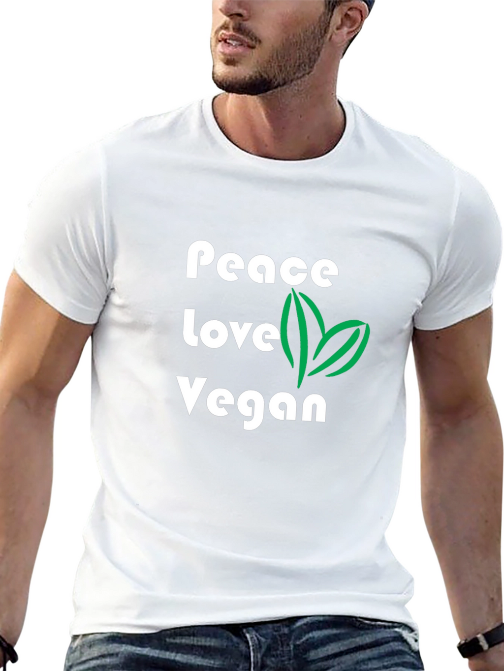 Peace Love Vegan Graphic T-Shirt - Black