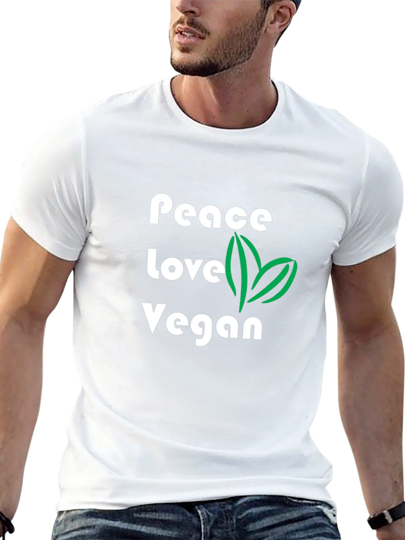 Peace Love Vegan Graphic T-Shirt - Black