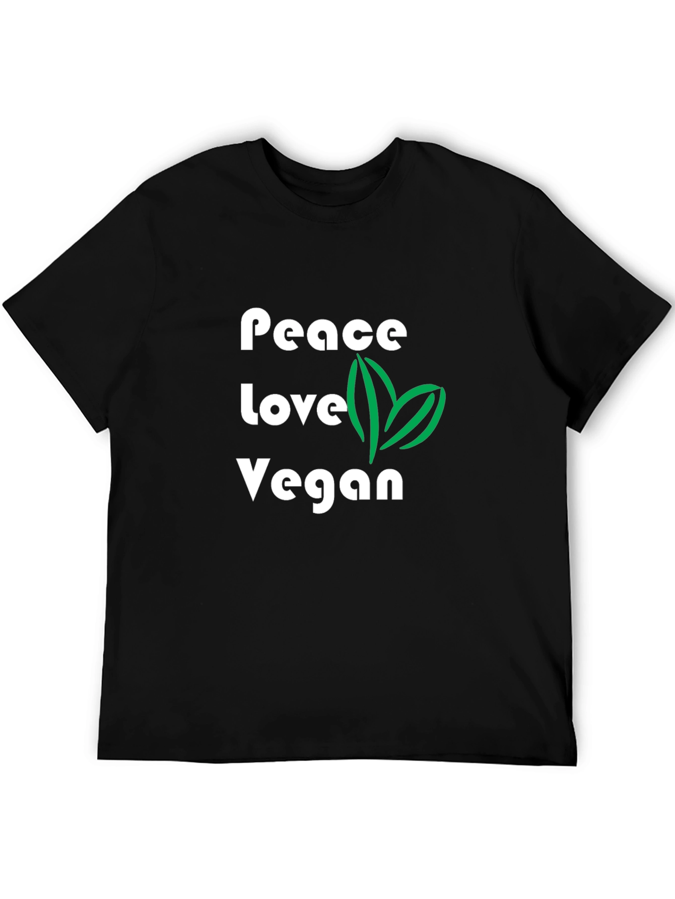 Peace Love Vegan Graphic T-Shirt - Black