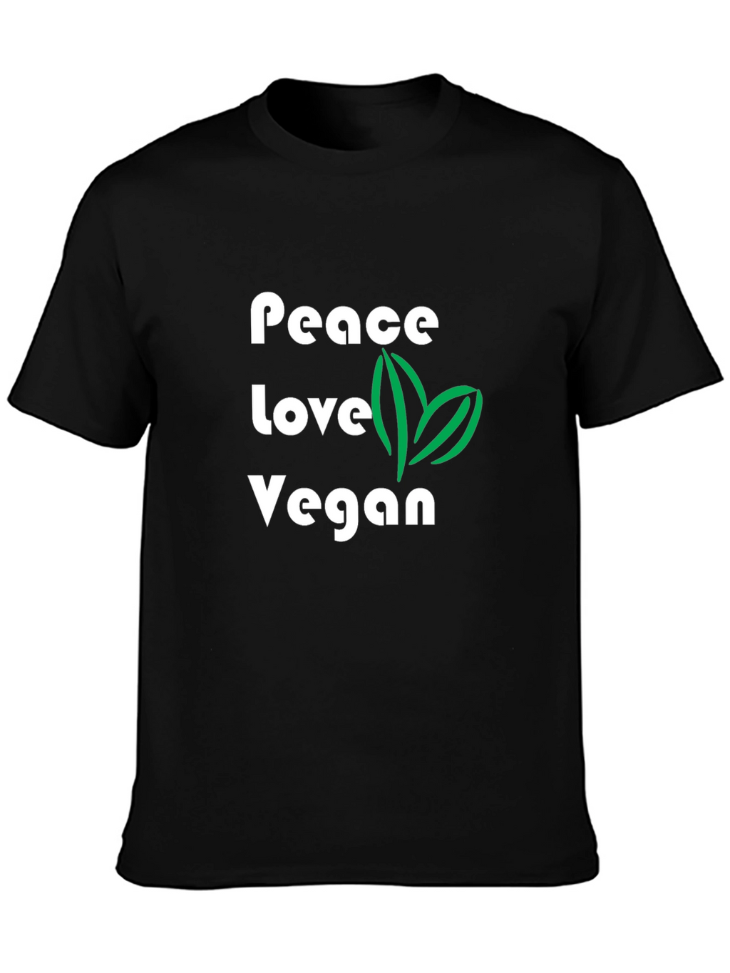 Peace Love Vegan Graphic T-Shirt - Black