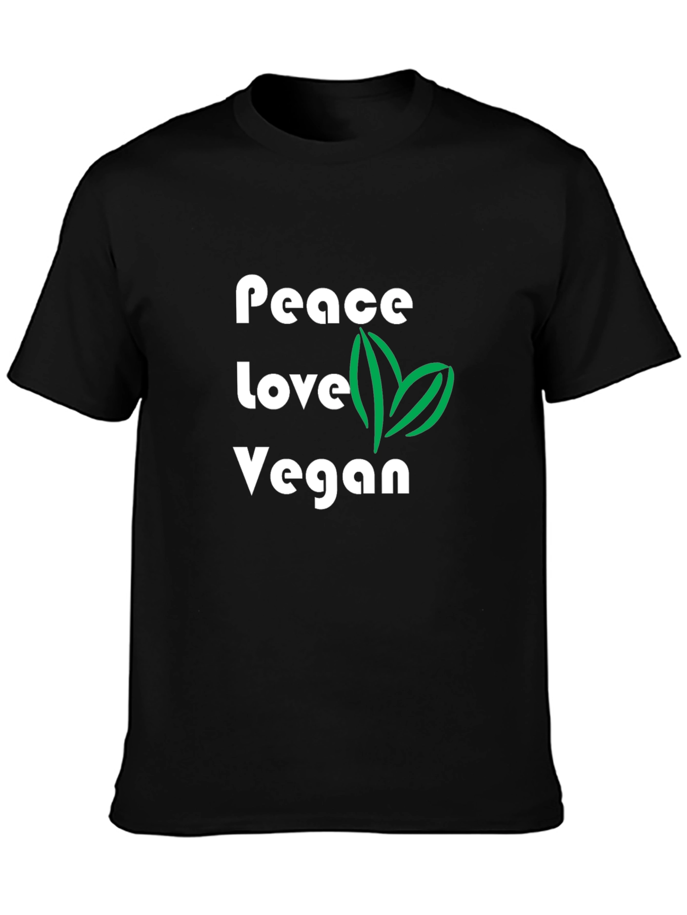 Peace Love Vegan Graphic T-Shirt - Black