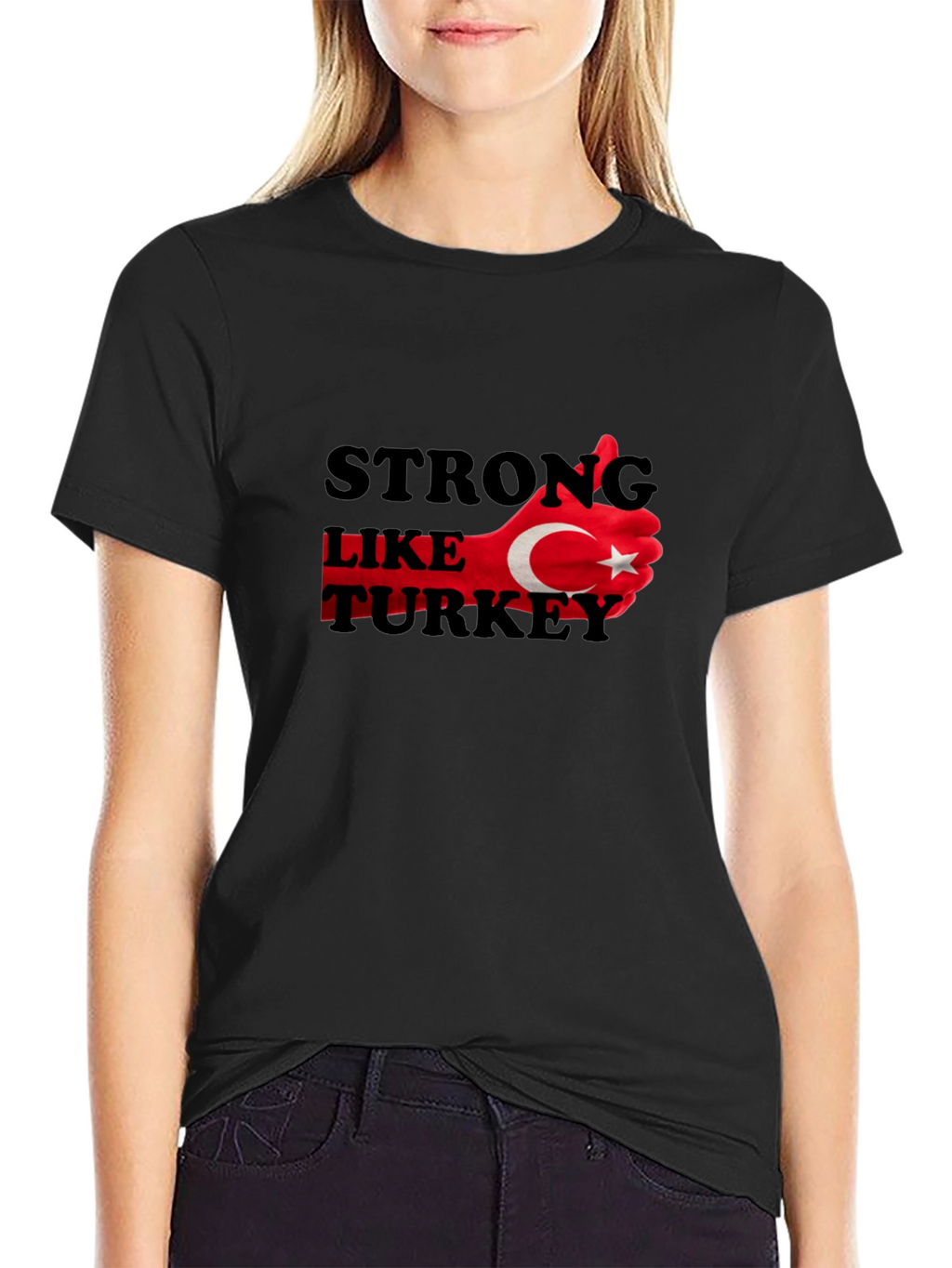Strong Like Turkey Graphic T-Shirt - Black