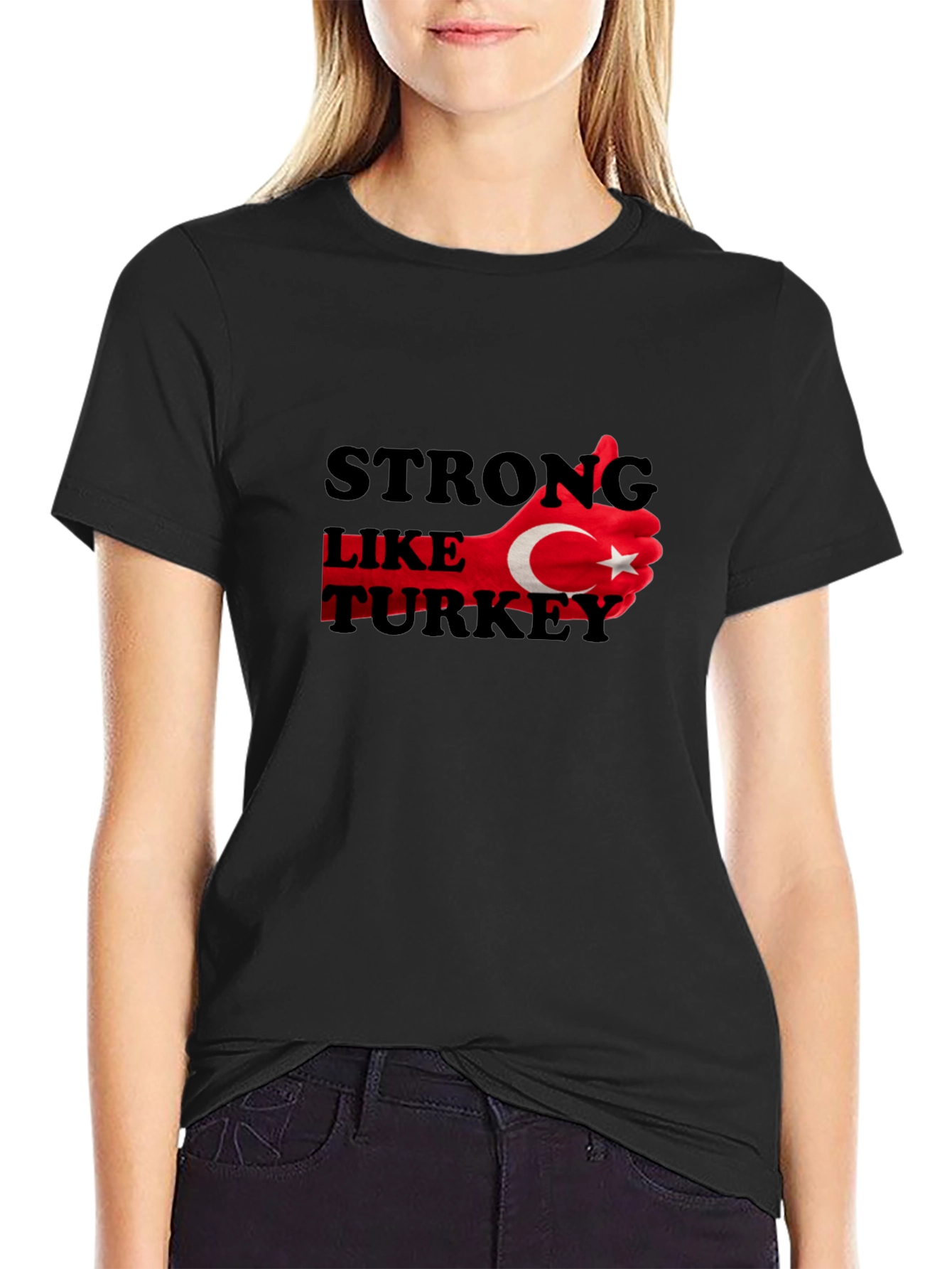 Strong Like Turkey Graphic T-Shirt - Black