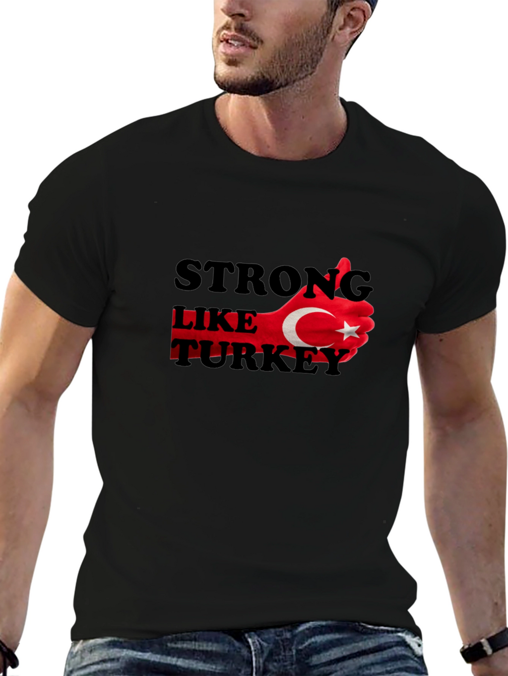 Strong Like Turkey Graphic T-Shirt - Black