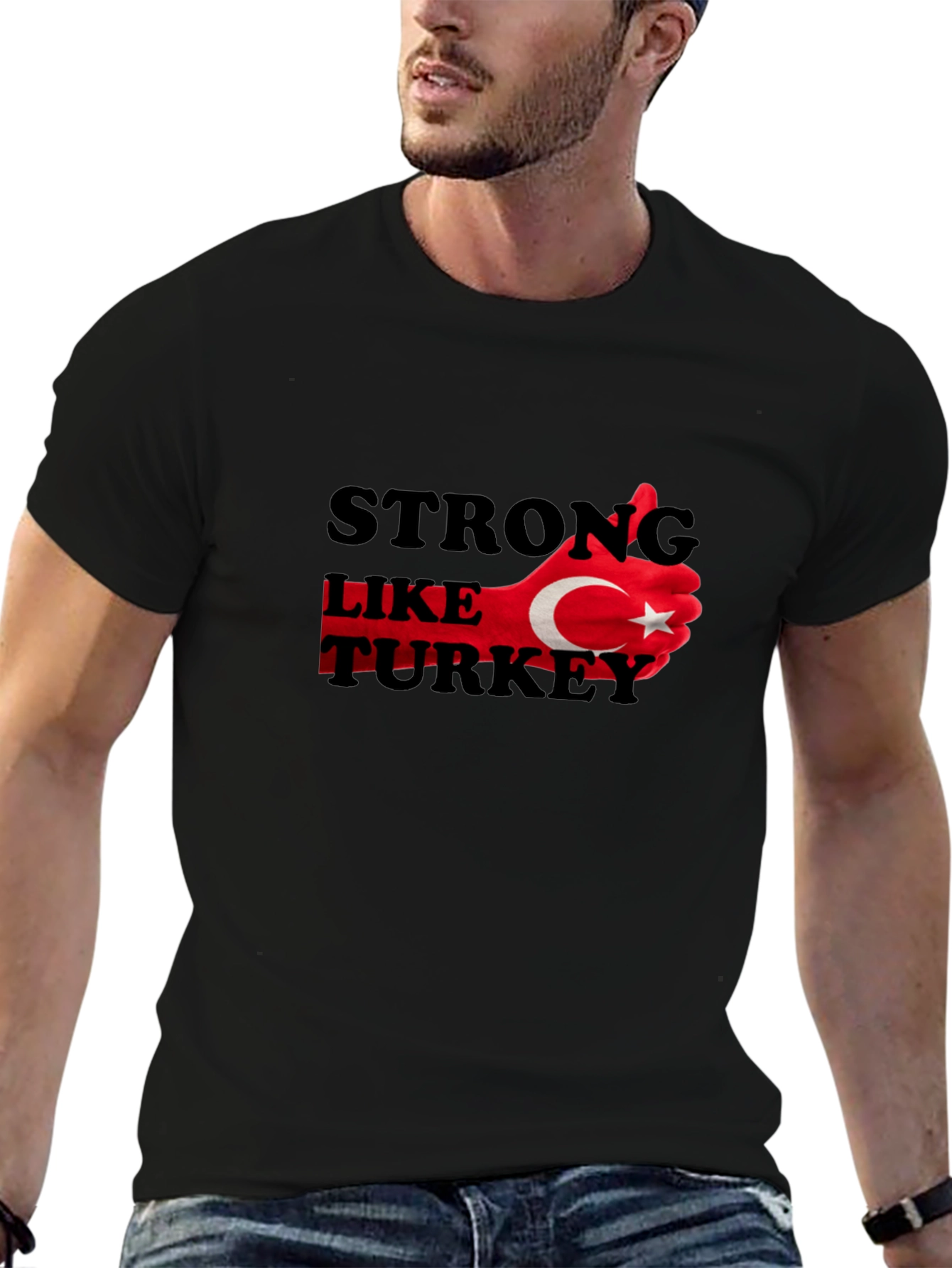 Strong Like Turkey Graphic T-Shirt - Black