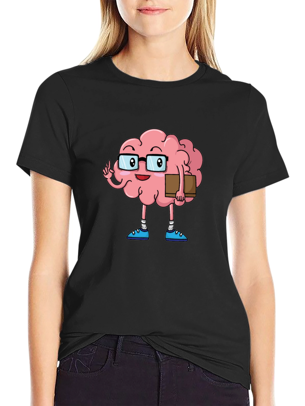 Brain Cartoon Graphic Tee - Smart Casual Style