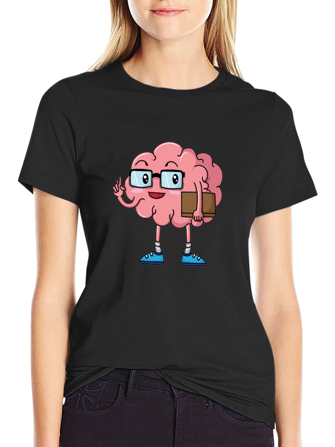 Brain Cartoon Graphic Tee - Smart Casual Style