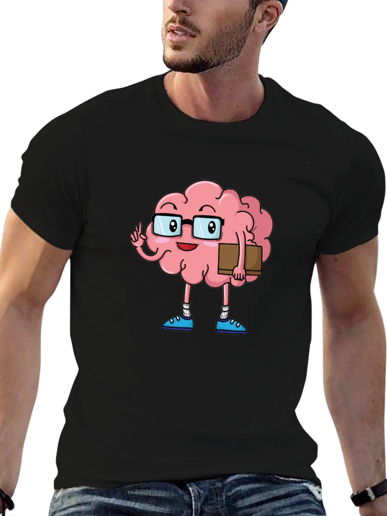 Brain Cartoon Graphic Tee - Smart Casual Style