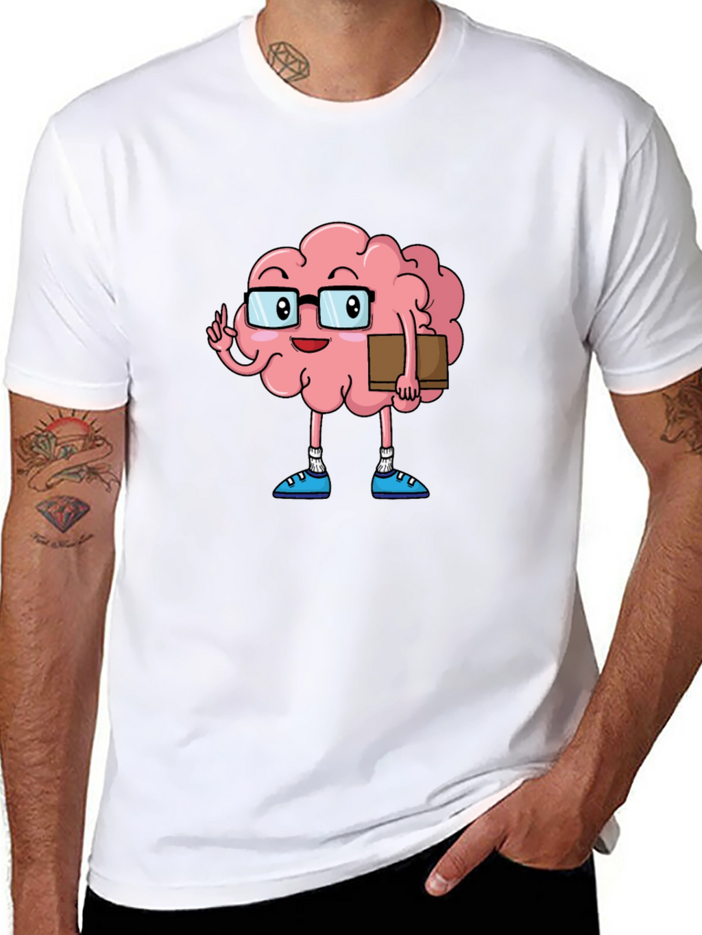 Brain Cartoon Graphic Tee - Smart Casual Style