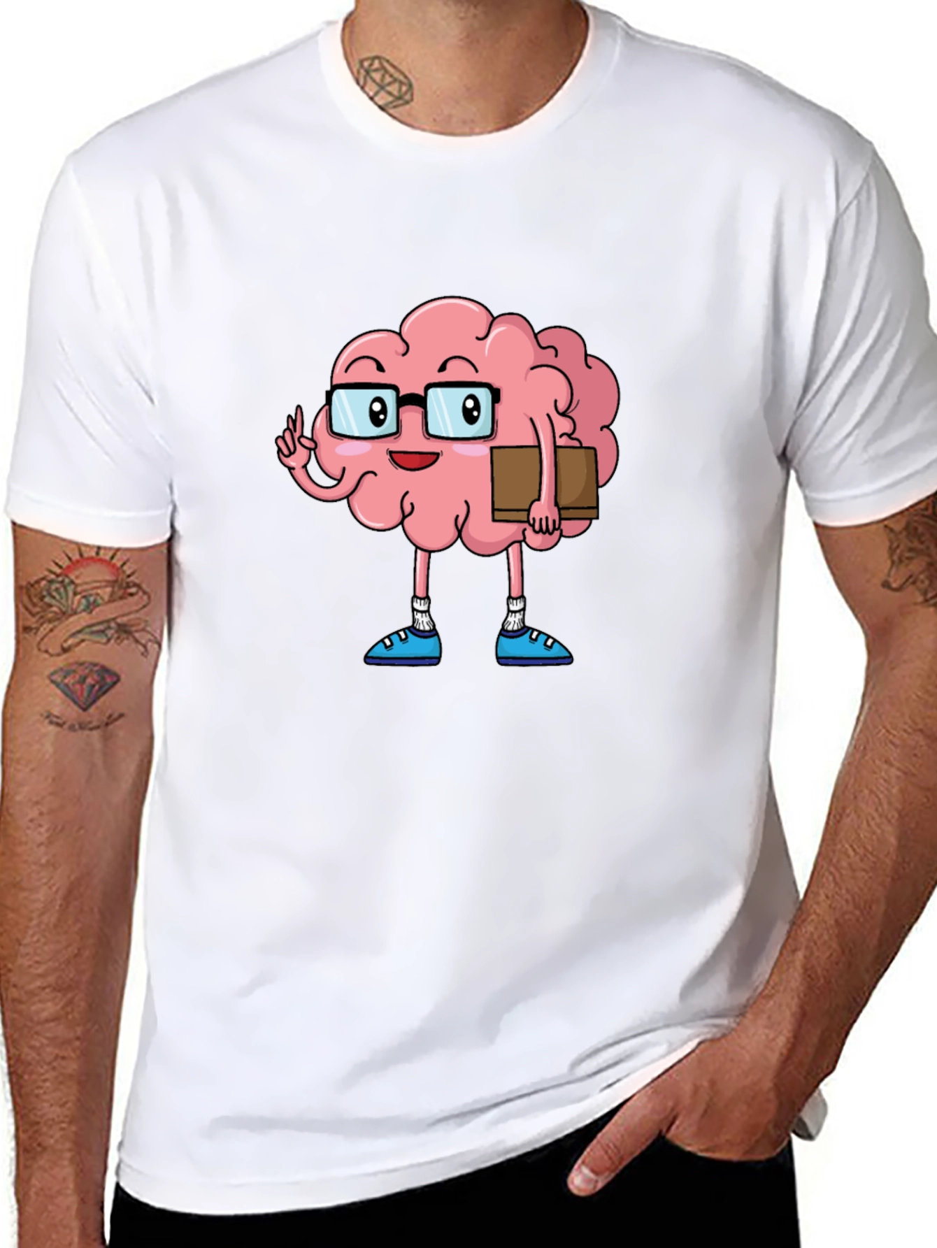 Brain Cartoon Graphic Tee - Smart Casual Style