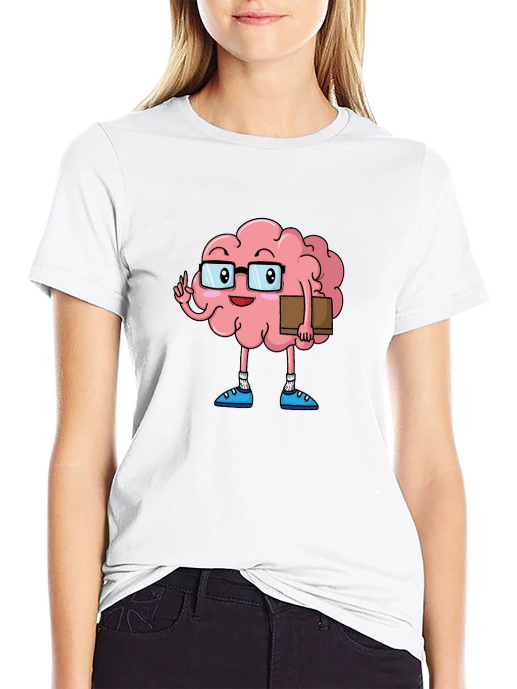 Brain Cartoon Graphic Tee - Smart Casual Style