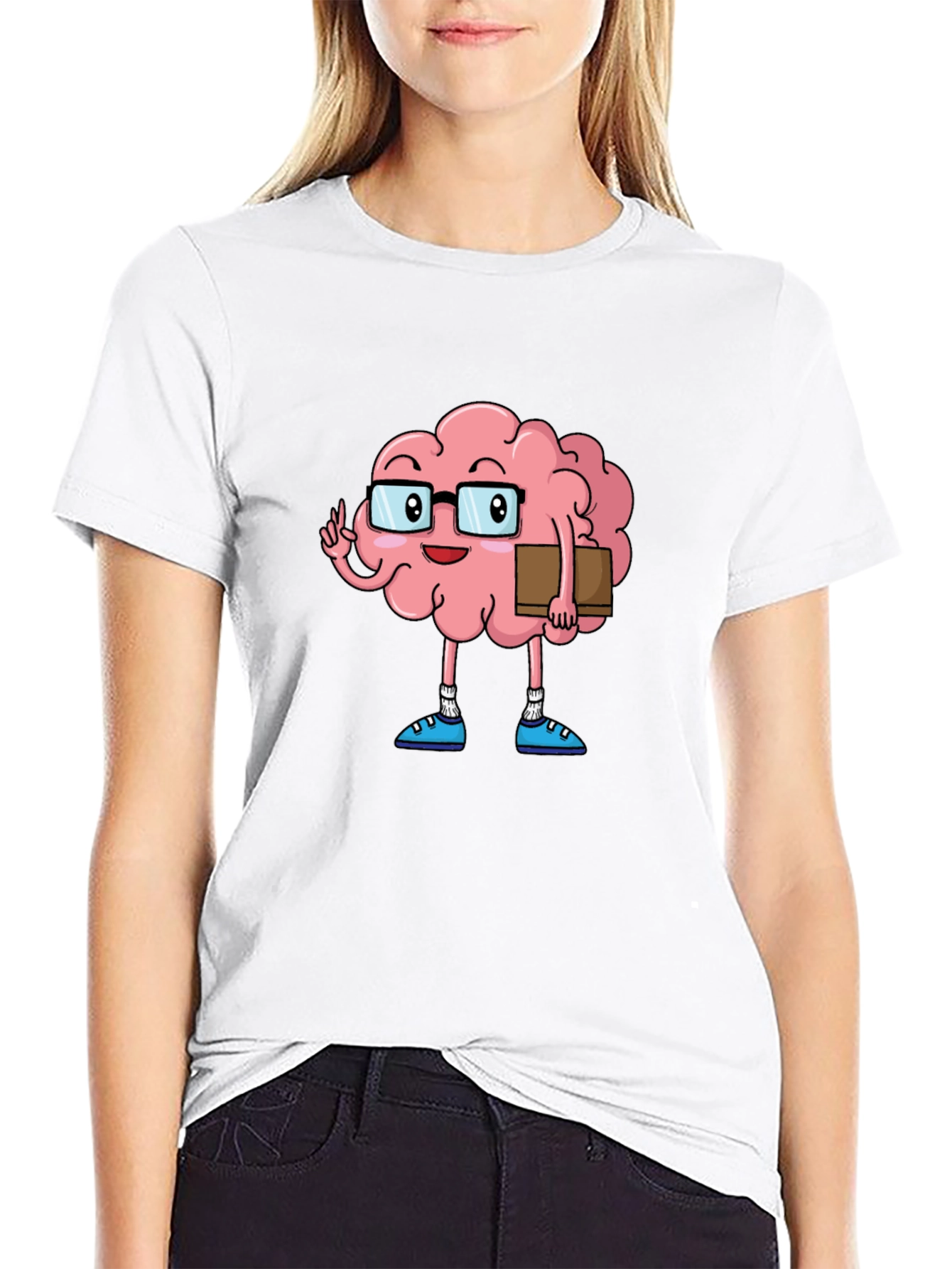 Brain Cartoon Graphic Tee - Smart Casual Style