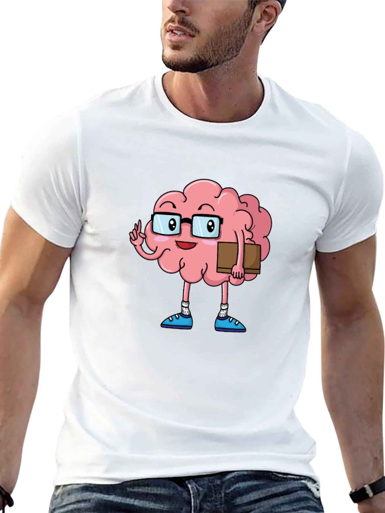 Brain Cartoon Graphic Tee - Smart Casual Style