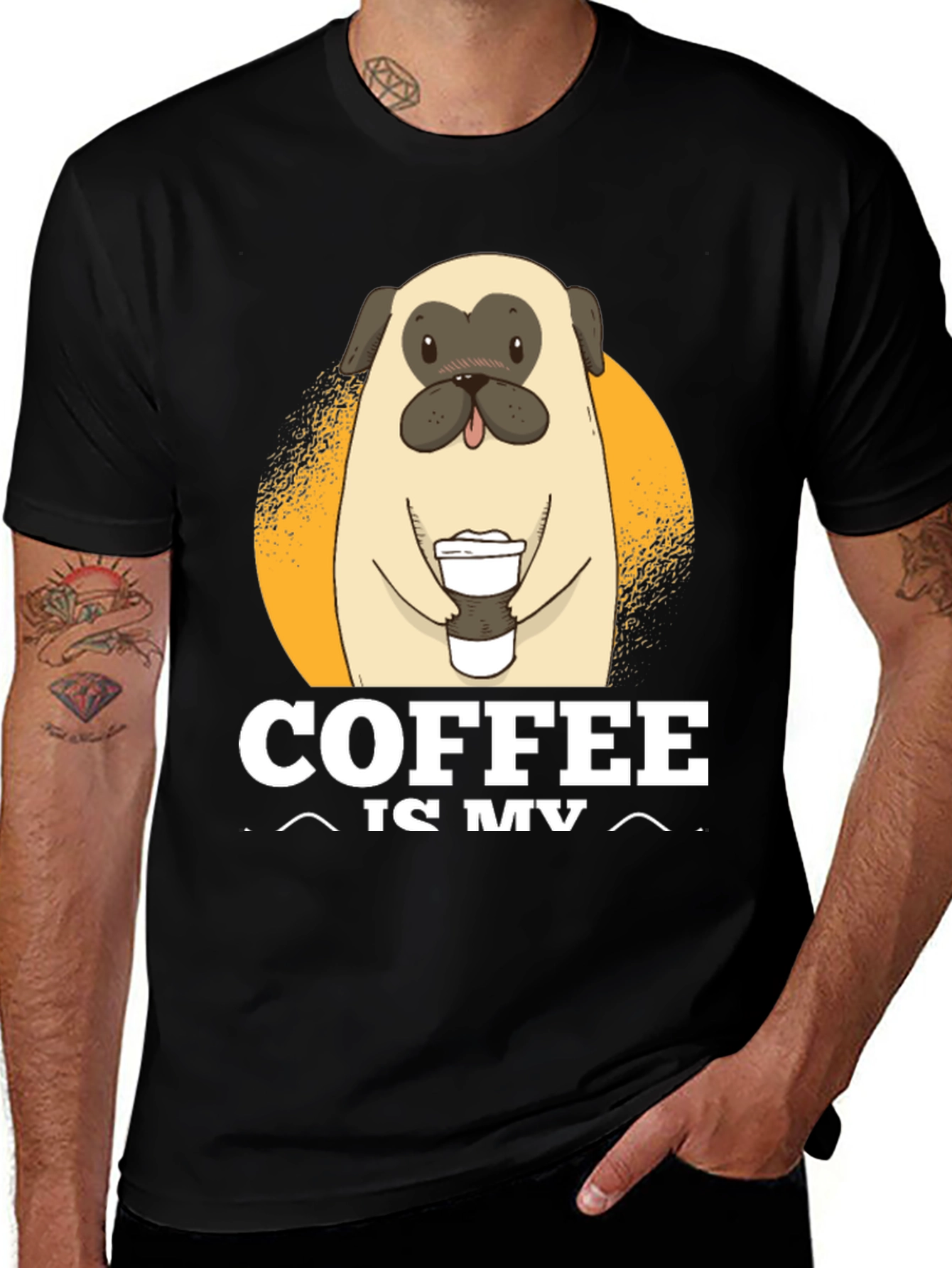 Coffee Loving Pug T-Shirt