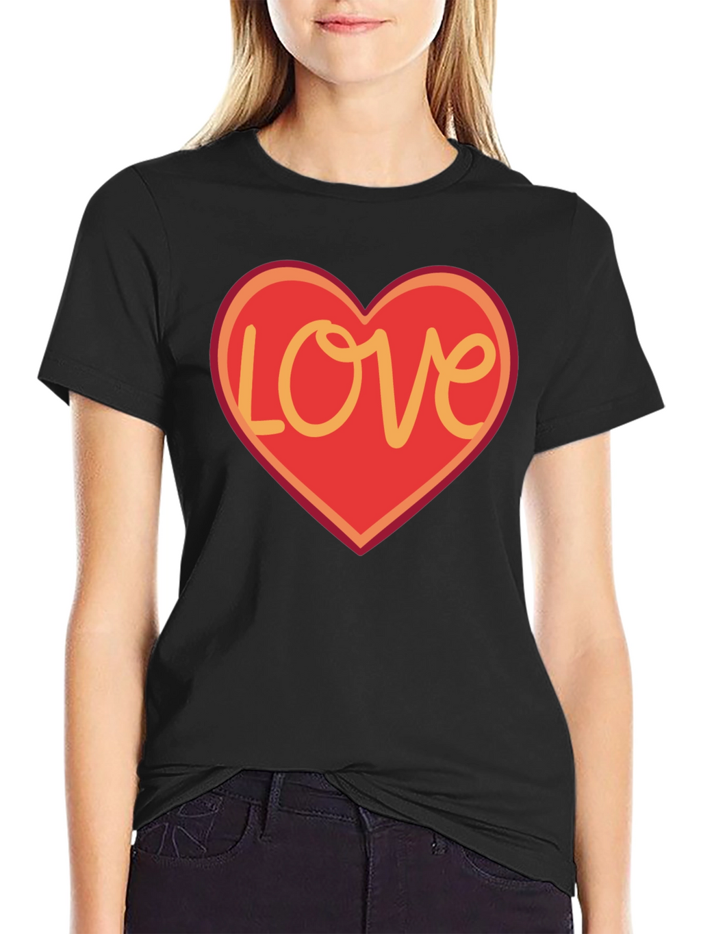 Love Heart Graphic T-Shirt - Black