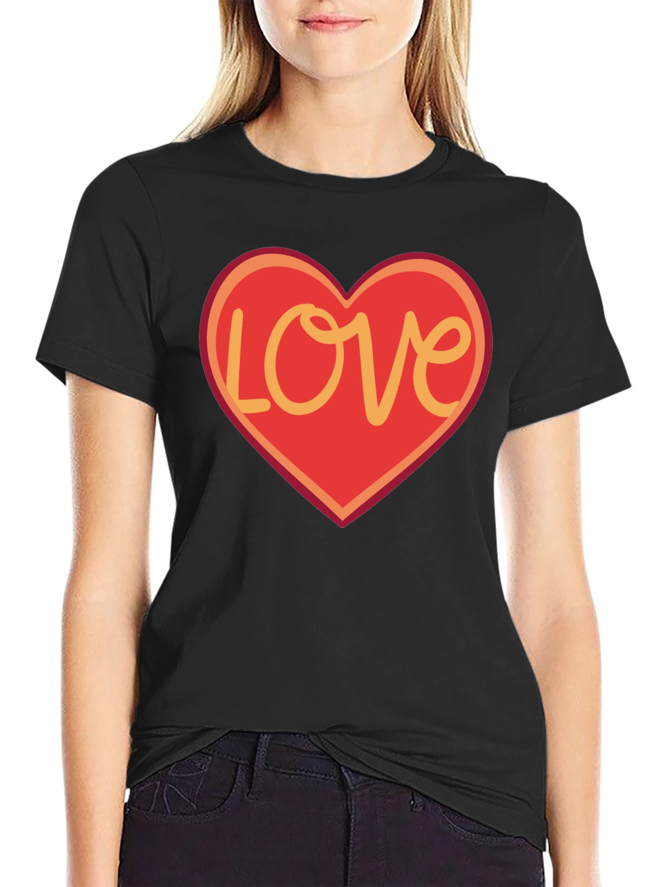 Love Heart Graphic T-Shirt - Black