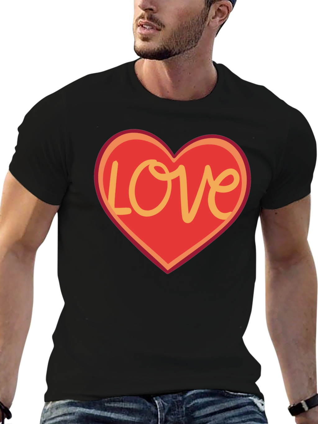 Love Heart Graphic T-Shirt - Black