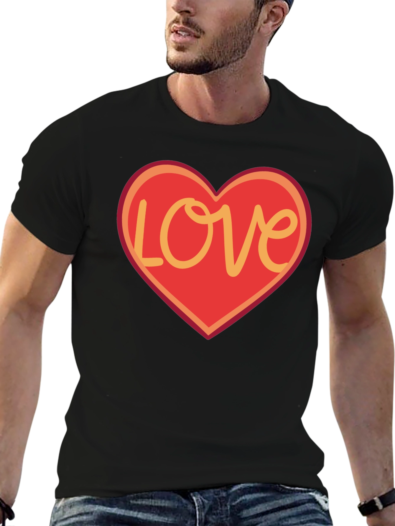 Love Heart Graphic T-Shirt - Black
