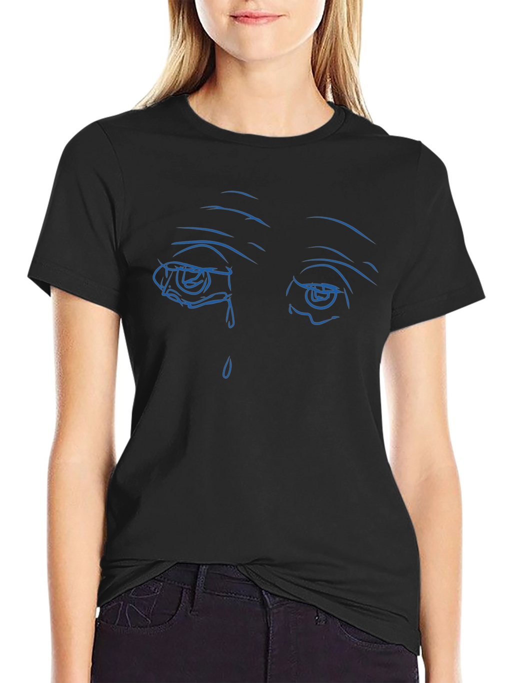Sad Eyes Graphic Black T-Shirt