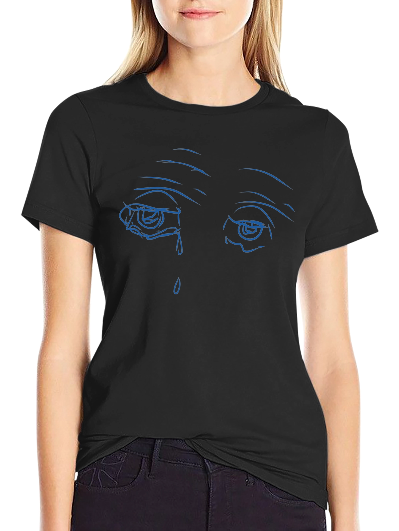 Sad Eyes Graphic Black T-Shirt