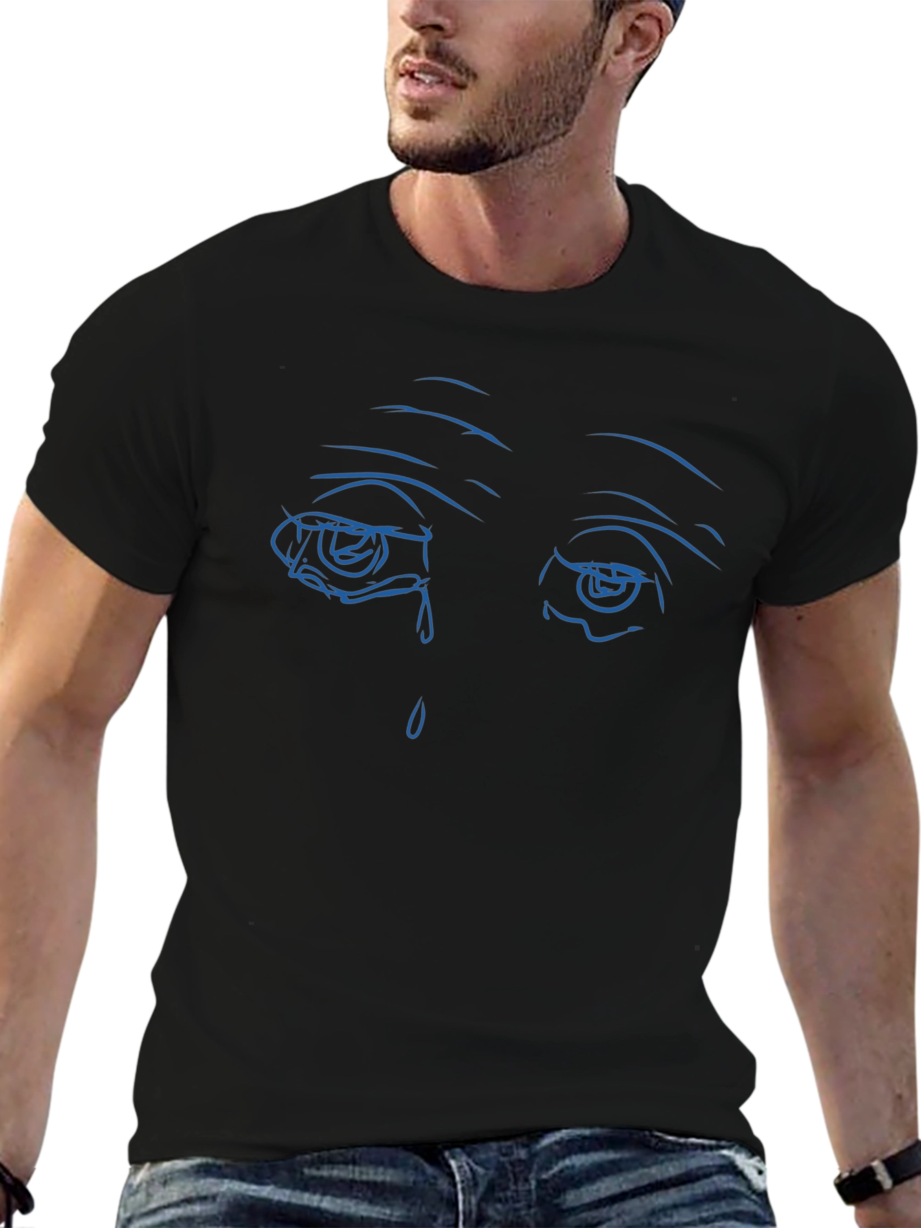 Sad Eyes Graphic Black T-Shirt